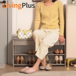 Shoe Storage Bench 2 Layer Shoe Changing Stool With Flap Rak Kasut Shoe Rack With Sofa Cushion Household Doorway Modern Shoe Cabinet Shoe Rack