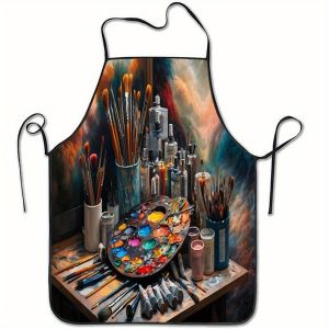 1-Piece Art Print Apron Sturdy & Durable Home Kitchen & Household Work Protective Apron