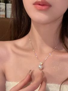 Princess Style Gentle High-End Grey Pearl Necklace Pendant Womens Sweater Chain Small Luxury High-End Feelings