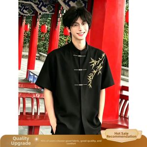 Traditional Chinese Embroidery Wedding Shirt Short Sleeve