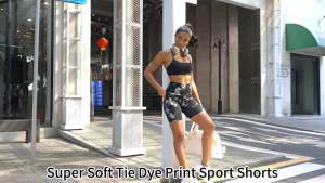 Super Soft High Waisted Tie Dye Sport Biker Shorts for Women No See Running Yoga Athletic Gym Shorts