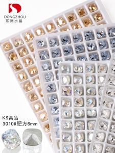 Dongzhou Crystal 6mm Fat Square Diamond Manicure Internet Hot White Flashing Moonlight Pink Diamond High Quality Super Bright