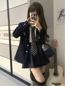 เสื้อสูทตัวนอกของแท้ออริจินอลชุดยูนิฟอร์ม JK สำหรับผู้หญิงชุดสูทสีสดสไตล์เพรพพี้แนวญี่ปุ่นสำหรับโรงเรียนฤดูใบไม้ร่วง