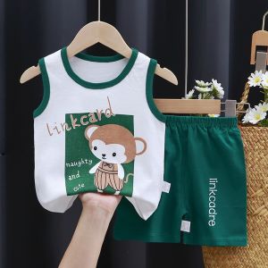 Bộ Đồ Mùa Hè Bằng Cotton Nguyên Chất Cho Trẻ Em Áo Vest Mỏng Không Tay Áo Và Quần Cho Bé Trai Và Bé Gái