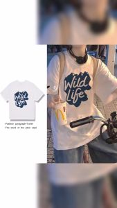 พร้อมส่ง เสื้อยืดผู้หญิง สุดผิวหมอน เสื้อแฟชั่นเกาหลีคอกลมแขนสั้น ลายการ์ตูนใบหน้ายิ้มตัวอักษร เนื้อผ้านุ่มบางเบา ใส่สบาย