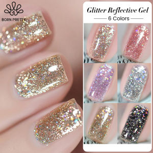 BORN PRETTY 10ml Reflective Glitter Gel Nail Art Polish Flash Sliver Gold Sparkling Sequins Holographics Varnishes UV Led Sequin Manicure