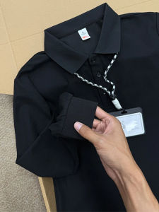 เสื้อยืดคอโปโลแขนยาวสีดำสไตล์อเมริกันสำหรับผู้ชาย ฤดูใบไม้ร่วง สำหรับใส่ไปทำงาน ใส่ไปเที่ยว ใส่ลำลอง ปกโปโล แขนยาว ใส่ด้านในเสื้อ