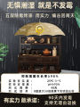 New Chinese Style Tea Cup Rack Non-Solid Wood Desktop Display Storage Cabinet Disassembly Bamboo Material Multi-Purpose Shelf. 