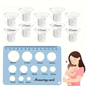 Flange Sizing Kit with 10PCS Flange Inserts 13/15/17/19/21mm Nipple Measurement Tool Silicone Breast Pump Flange Insert Kit
