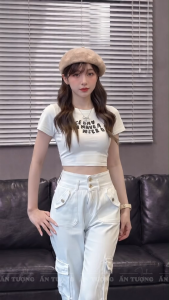Quần jeans nữ ống suông 2 túi hộp cạp cao hack dáng Y2K phong cách QJ199