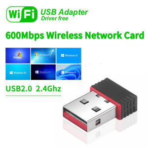 VAORLO 600Mbps WiFi USB อะแดปเตอร์ USB2.0 2.4 GHz การ์ดเครือข่ายไร้สาย Wi-Fi Dongle 802.11N พร้อมไดร์เวอร์ CD สำหรับ PC/แล็ปท็อป Win7/Win8/Win8.1/Win10/Win11 AP Hotspot