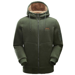 Jeep | Jeep Mens Outdoor Fleece Jacket Windproof Warm Lamb Velvet Double-sided Hooded Open Cardigan Anti-static Lightweight Breathable
