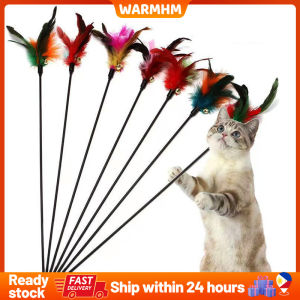 1 Pcs 65CM Elastic Cat Toys Feather Cat Teaser False Cat Interactive Toys Funny Cat Stick Colored Bell Feather Retractable Stick Rod Funny Interactive Toy(Random Color)