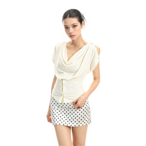 Multiple Ways to Wear Draped Collar Short Sleeve Tshirt Slimming Womens Top