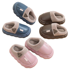 Giày Lười Cotton Trẻ Em Mùa Đông Chống Thấm Nước Đế PVC Chống Trượt Đế Phẳng Cotton Lót Lông Cừu Cho Bé Trai Và Bé Gái