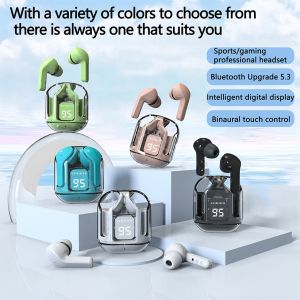 2024 New Air31 Transparent Wireless Bluetooth earphones Tws with microphone and battery indicator Gaming Headsets compatible For Xiaomi Huawei iPhone
