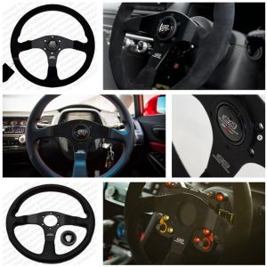 พวงมาลัย MUGEN ก้านตรง 14 นิ้ว มี หนังเรียบ กับ หนังกลับ เเข็วแรง