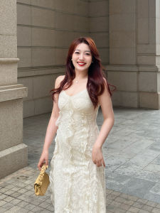 Zhang Fart Plus Size Womens Clothing French Lace Vacation Waist-Tight Fairy Dress Plus Size Ladies Gentle Sling Dress