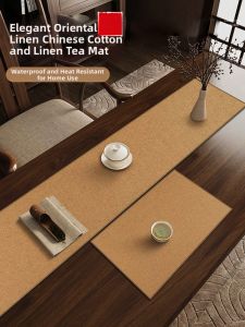JIELEFAN | Heat-Resistant Insulated Linen Table Runner Elegant Zen Style