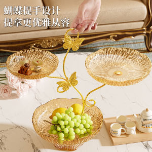 2025 New Multi-Layer Fruit Plate Office Hotel Special Snack Plate Dessert Table Decoration Display Stand Creative Ice Crack Pattern