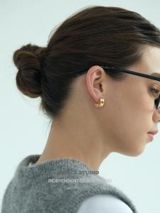 Paris Street Style Irregular Metal C-Shape Earrings Simple Versatile Minimalist Fashion Jewelry Elegant Hong Kong Style Ear Jewelry