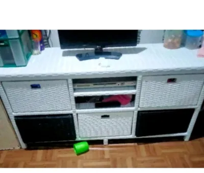 Redy Stok Lemari Rotan Sintetis Laci 5.CD Meja Tv Rak Buku Susun