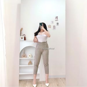 Celana Scuba Scallop Highwaist Pants Premium