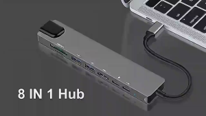 8 in 1 USB C Hub Type-C to Multiports 4K HDMI RJ45 PD Charge SD/TF Card Reader Type C To USB Adapter Dock ForTablet Laptop