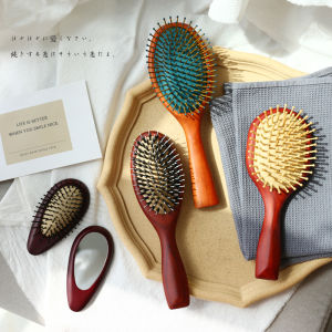 Natural Wood Handle Pig Bristle Massage Comb Portable Air Cushion Small Comb Large Board Comb for Head Meridian Massage