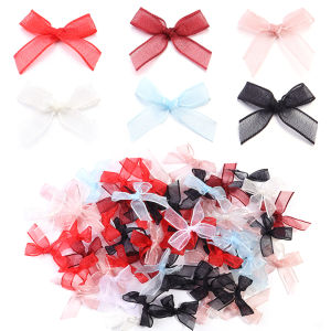 20pcs/lot Colourful Ribbon Bows 3.8x3.8cm Mini Lace Gauze Ribbon Bows Flower For Party DIY Craft Gift Decoration Accessories
