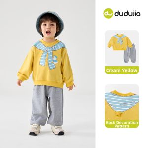 DUDUJIA | Childrens Stripe Shawl Sweatshirt and Pants Set