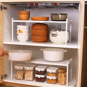 ✳️TSG65✳️ Expandable Organizer Rack Cabinet Organizer Rack Countertop Organizer Rack Kitchen Shelf Kitchen Rack Dishes Storage Rack Cups Organizer Rack Desktop Organizer Rack Under Sink Organizer Rack Pan and Pot Storage Rack