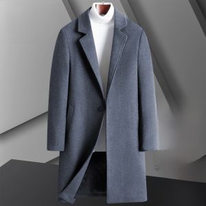 ROMON | Lormen Mens Winter Woolen Coat 2024 New Korean Style Pure Color Simple Fashion City Casual Long Sleeve Warm Cold-resistant