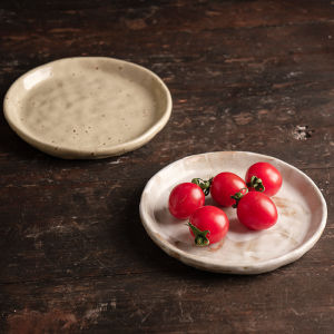 Japanese Style Coarse Pottery Hand Pinch Saucer Coffee Set Snacks Pastry Dessert Small Tray Mini Retro Points Dish
