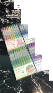 FYPN15 Pena Warna Warni Pulpen Gel 9 Warna Rainbow Multi Color Pen Set Pulpen Catatan Estetik dan Journaling