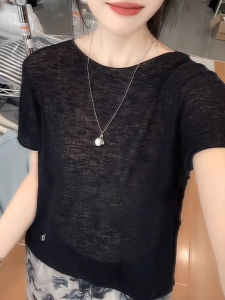 UYFY | Black Large Size Round Neck Short Sleeve T-Shirt Womens Summer New Lightweight Comfortable Loose Slimming Simple Top