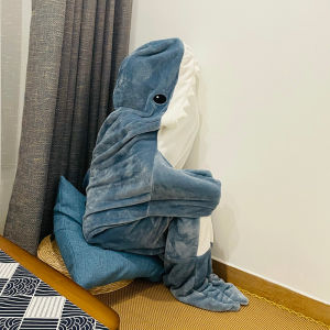 [Ababixa] Blanket Wearable Shark Sleeping Bag Blanket Hoodie Sleep Dress Flannel Cosplay Costume for Celebration