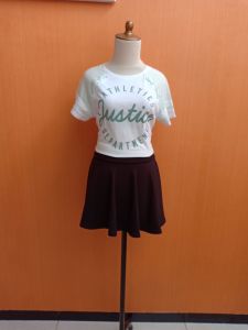 atasan kaos wanita putih JUSTICE cewek M L lengan pendek blouse santai cute