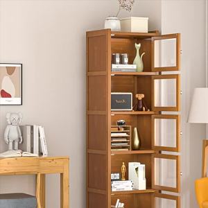 Bamboo Space-Saving Multi-Level Bookshelf Modern