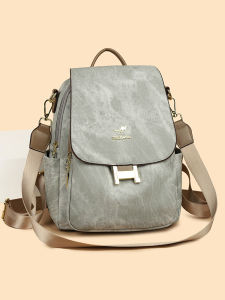 Kangaroo Leather Backpack Womens Fashionable Travel Lightweight Travel Bag Large Capacity Double-Strap Soft Polyester Lining