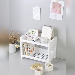 ชั้นวาง พลาสติก 2 ชั้น เก็บเครื่องเขียน เครื่องครัว เครื่องสำอาง ขนาดเล็ก