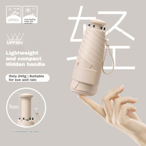 Ultra light mini telescopic handle dual-use sun protection and UV protection folding black rubber sun umbrella