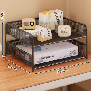 QINQI | Desk Organizer File Rack Storage Shelf Metal