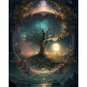 500 1000 1200 2000pcs Jigsaw Puzzle Tree Of Life At Night Glowing Starry Sacred Tree Magical Scene For Adults Family Fun Gift