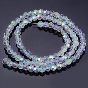 4/6/8/10mm White AB Color Faceted Crystal Beads Glass Beads Loose Spacer Beads for Jewelry Making DIY Bracelet Necklace Supplies