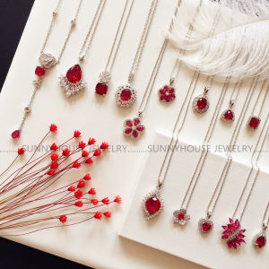 Dây Chuyền Hồng Kim Cương Đỏ Cho Nữ Dây Chuyền Xương Đòn Cổ Điển Đơn Giản Đa Năng Đá Pha Lê Hồng Kim Cương Mặt Dây Chuyền Phụ Kiện Quà Tặng