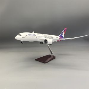 43cm 1/130 Large Scale Hawaiian B787-8 Resin Diecast Airplane Model Kit with Stand for Adult Aviation Souvenir Gift or Plane Toy