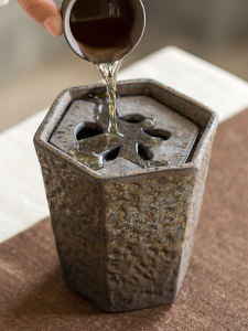 Bát Đựng Trà Bằng Gốm Lớn Phong Cách Trung Hoa Lu Xin Hình Sáu Cạnh Có Nắp Dùng Trong Gia Đình Bát Đựng Trà Theo Phong Cách Cổ Điển