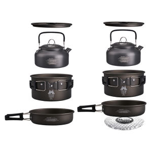 3PCS/SET CAMPING COOCWARES SET กับ Kettle Cettle Cookware Cookware Kit Outdoor Cooking Cooking Pot สำหรับการตั้งแคมป์ตกปลากลางแจ้ง