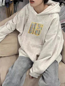 Pure Cotton Chic Grey Hoodie Womens Autumn 2024 New Lazy Style Super Beautiful High-End Feeling Outerwear Comfortable Fit